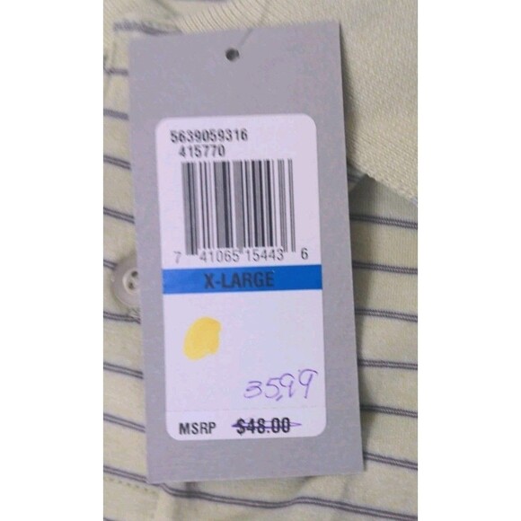 New Men's Geoffrey Beene Stretch Polo Shirt Size XL S/S Green Purple Striped NWT - Picture 8 of 10